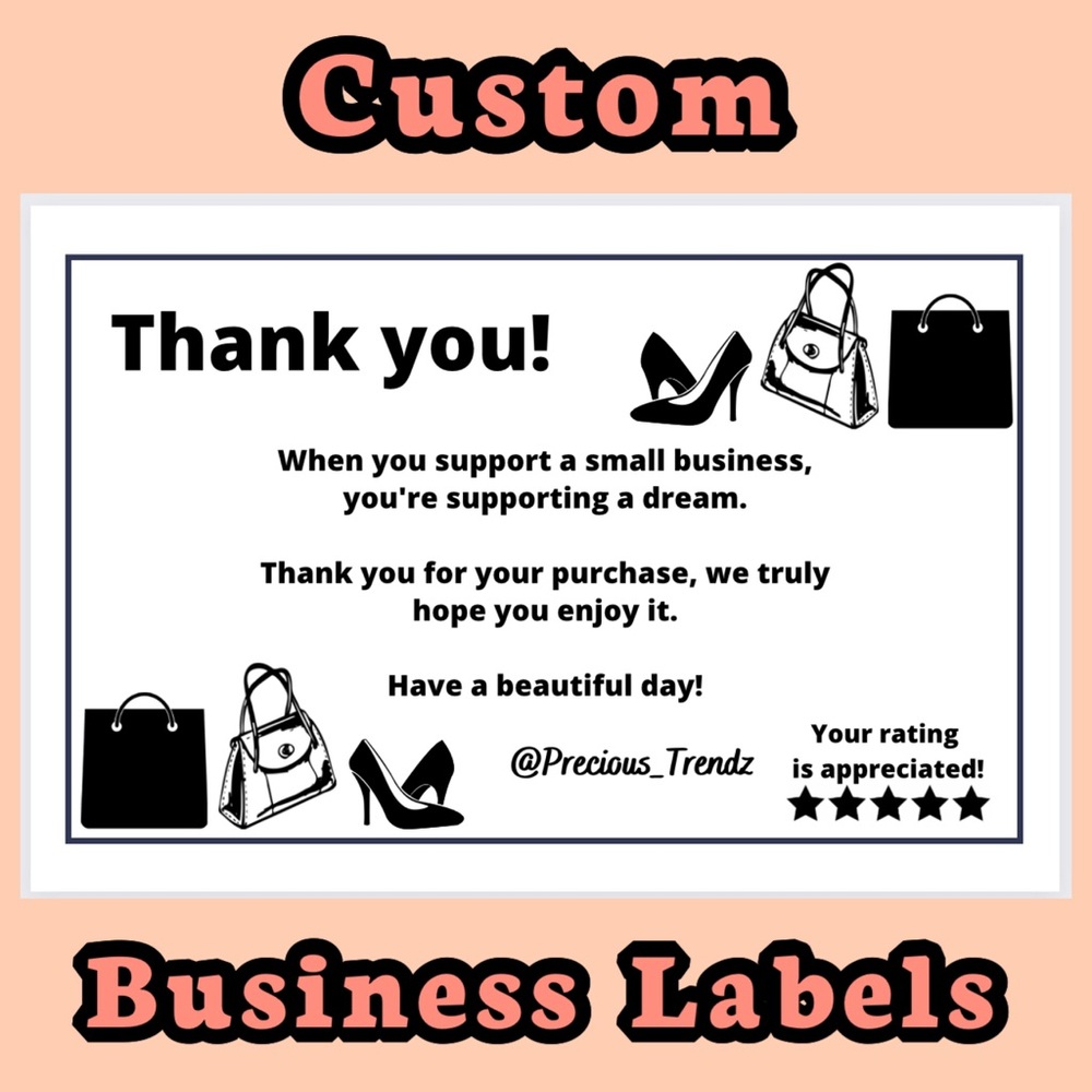 Custom Business Labels | 50 PCS | Thermal Labels | Black White | Stickers